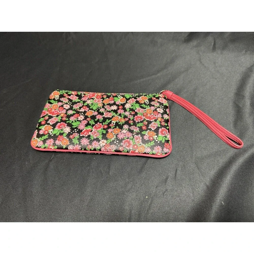 Coach Posey Cluster Floral Wristlet Wallet Travel Pink Mini Bag Flowers - Picture 4 of 9